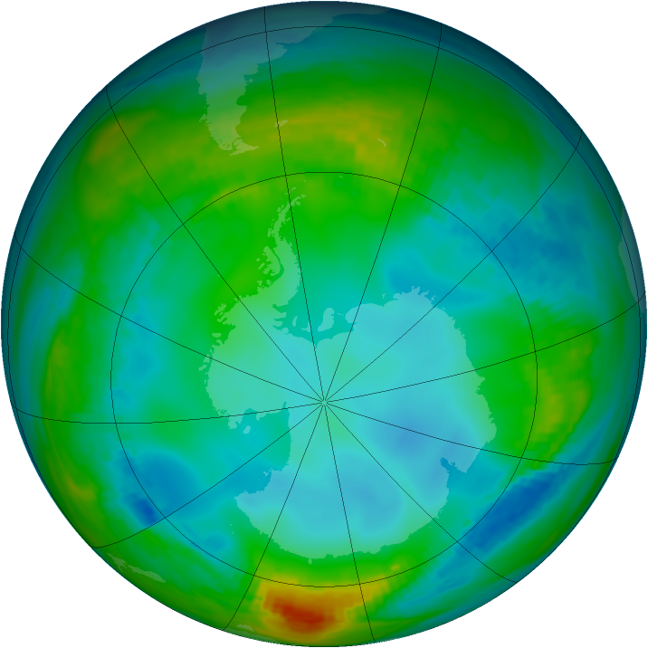 Antarctic ozone map for 30 May 1982